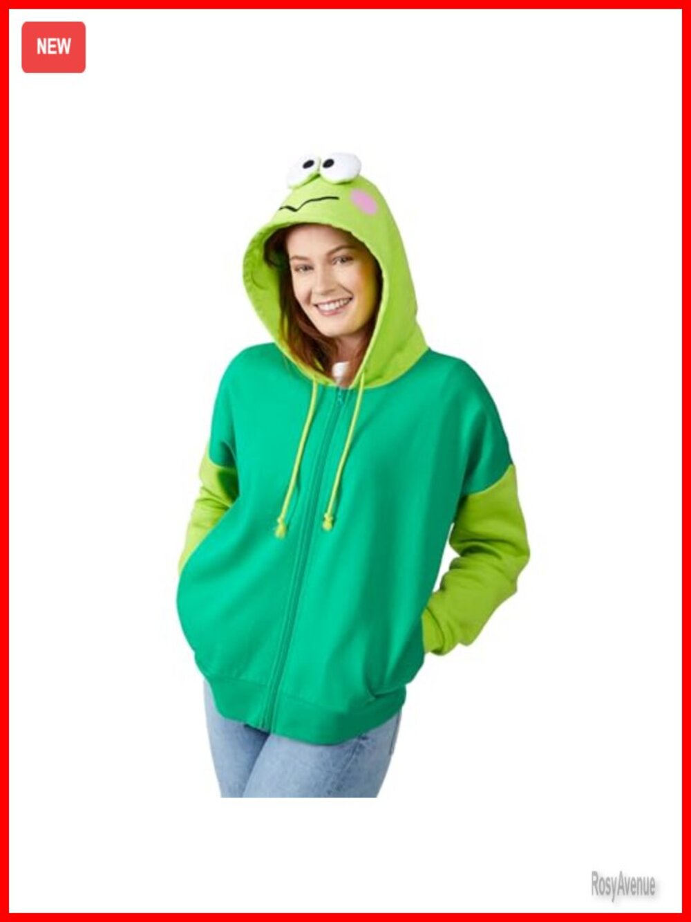 Keroppi Hoodie Womens Full Zip Hooded Sweatshirt Novelty Long Sleeve Fleece